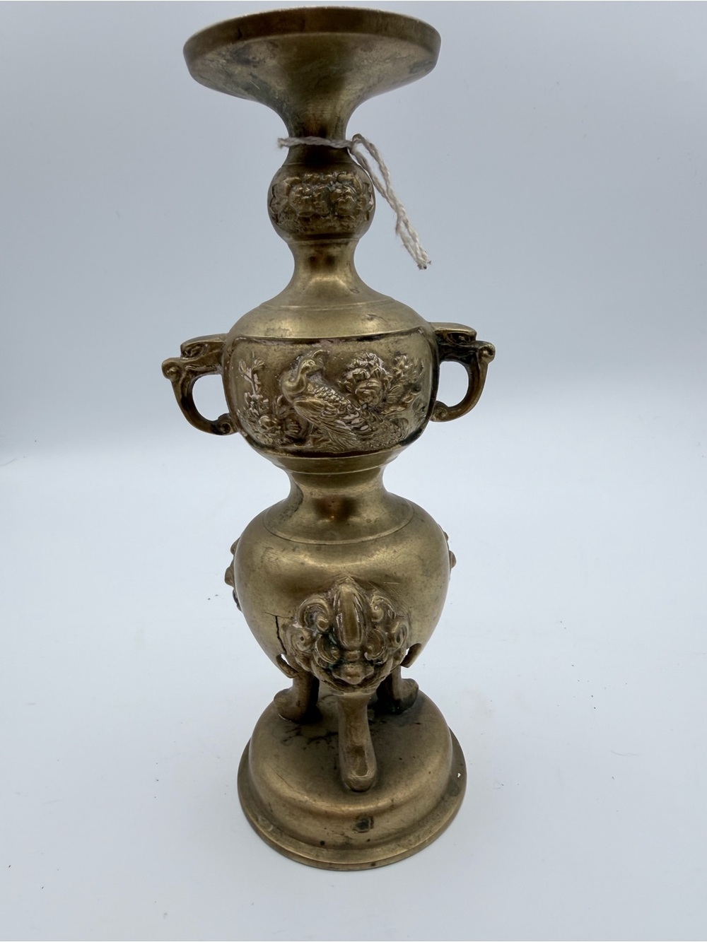 Antique Brass Decorative Candle Holder in Gold Tone